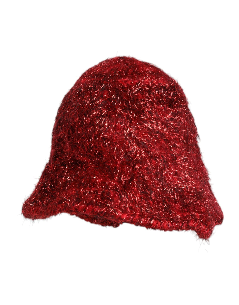 Dolce & Gabbana Red Viscose Tinsel Wide Brim Bucket Hat - Beyzy Store - Dolce & Gabbana