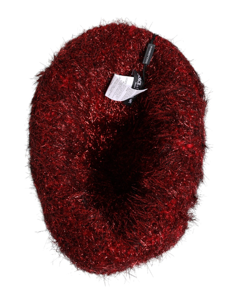 Dolce & Gabbana Red Viscose Tinsel Wide Brim Bucket Hat - Beyzy Store - Dolce & Gabbana