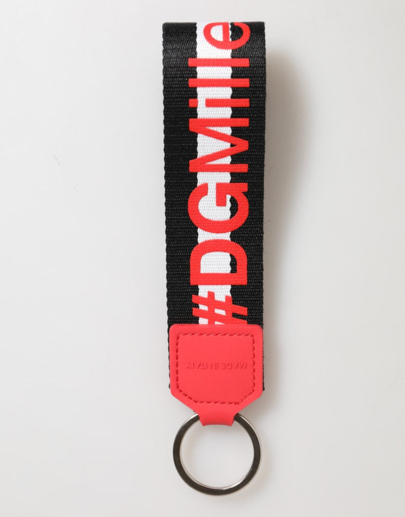 Dolce & Gabbana Red White DG Logo Polyester Brass Holder Keychain Keyring - Beyzy Store - Dolce & Gabbana