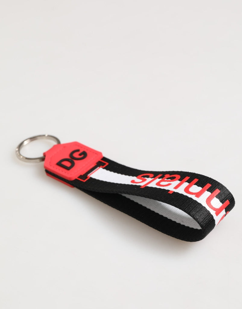 Dolce & Gabbana Red White DG Logo Polyester Brass Holder Keychain Keyring - Beyzy Store - Dolce & Gabbana