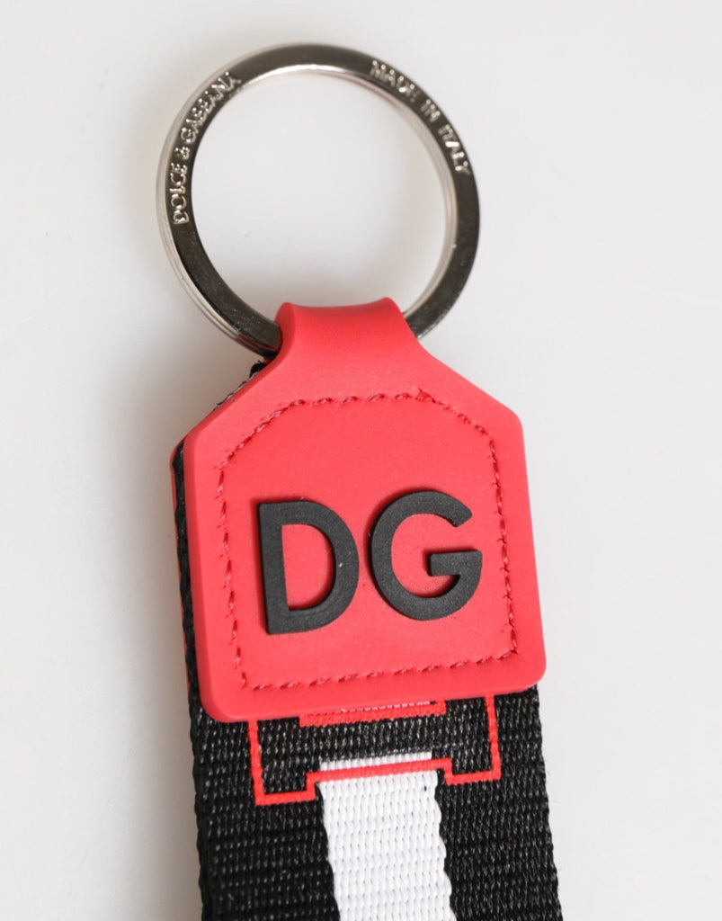 Dolce & Gabbana Red White DG Logo Polyester Brass Holder Keychain Keyring - Beyzy Store - Dolce & Gabbana