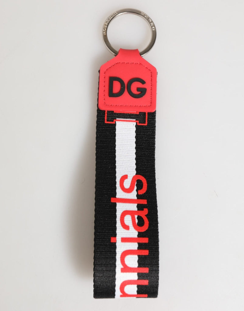 Dolce & Gabbana Red White DG Logo Polyester Brass Holder Keychain Keyring - Beyzy Store - Dolce & Gabbana