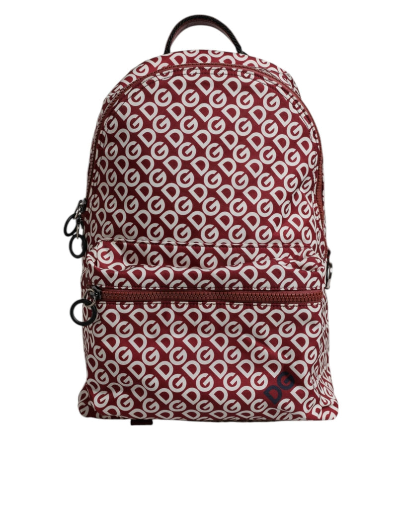 Dolce & Gabbana Red White DG Logo Print Nylon Travel Backpack Bag - Beyzy Store - Dolce & Gabbana
