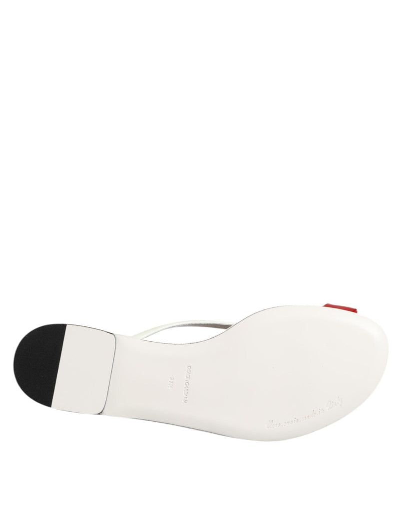 Dolce & Gabbana Red White KEIRA Flower Leather Sandals Shoes - Beyzy Store - Dolce & Gabbana