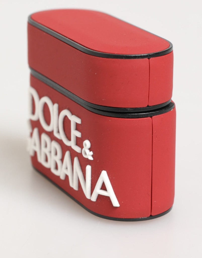 Dolce & Gabbana Red White Silicone Embossed Logo Accessory Airpods Case - Beyzy Store - Dolce & Gabbana