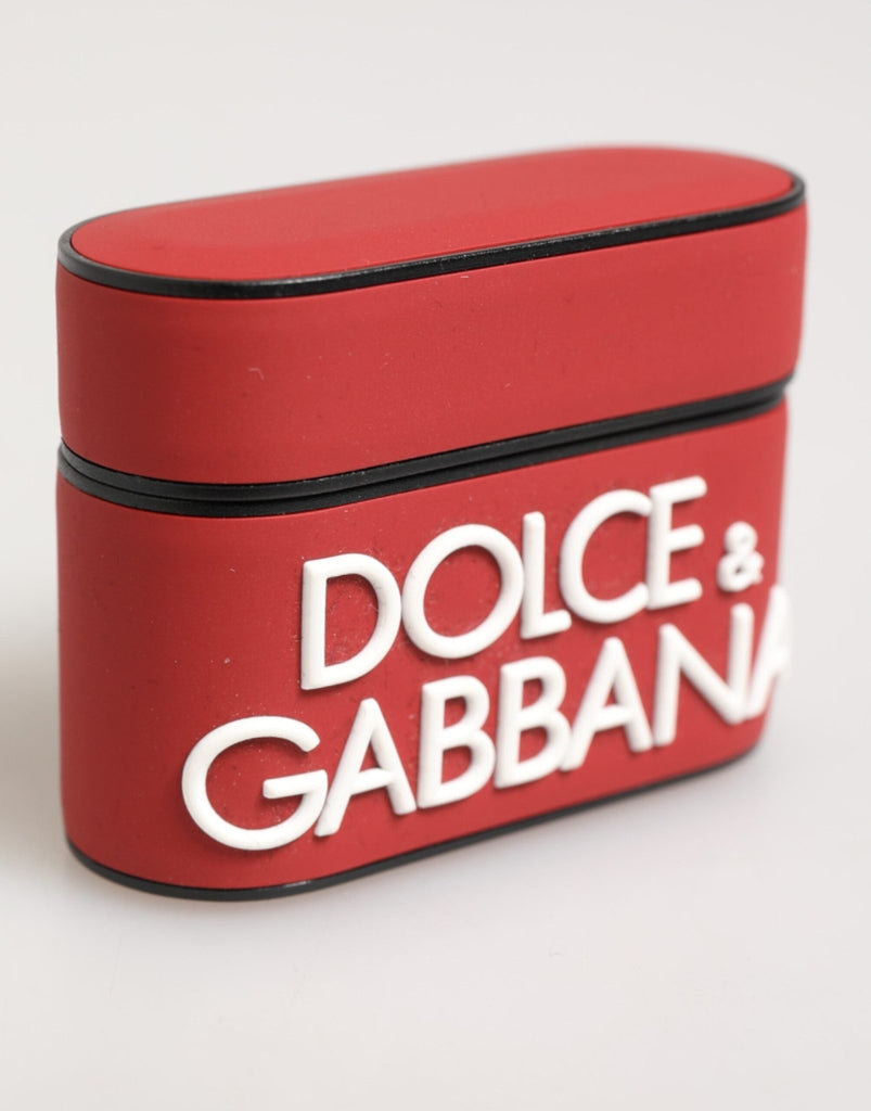 Dolce & Gabbana Red White Silicone Embossed Logo Accessory Airpods Case - Beyzy Store - Dolce & Gabbana