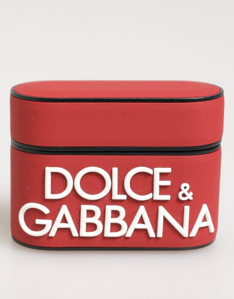 Dolce & Gabbana Red White Silicone Embossed Logo Accessory Airpods Case - Beyzy Store - Dolce & Gabbana