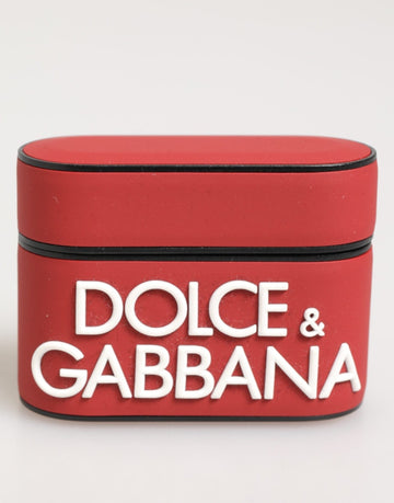 Dolce & Gabbana Red White Silicone Embossed Logo Accessory Airpods Case - Beyzy Store - Dolce & Gabbana