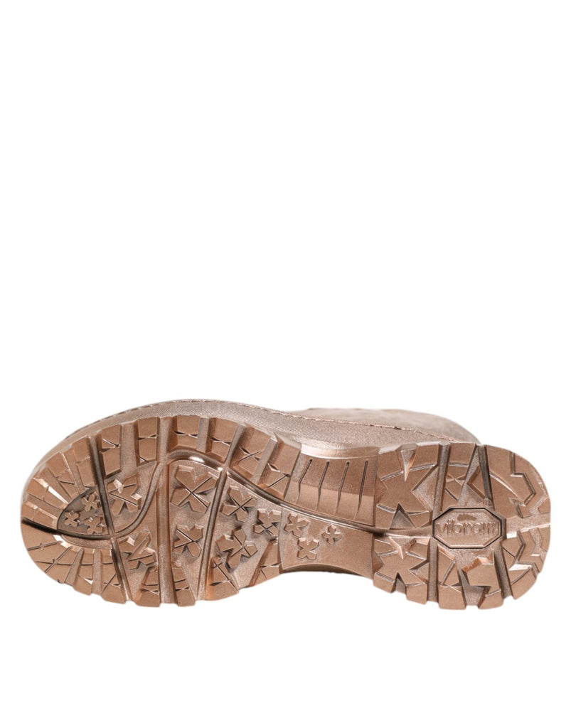 Dolce & Gabbana Rose Gold Rubber Pull On Rain Boots Shoes - Beyzy Store - Dolce & Gabbana
