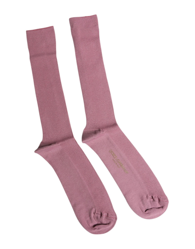 Dolce & Gabbana Rose Pink Cotton Over The Calf Socks - Beyzy Store - Dolce & Gabbana