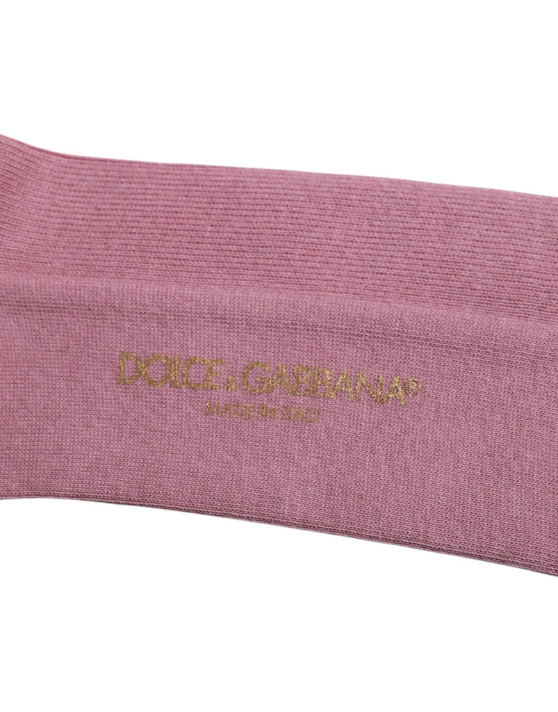 Dolce & Gabbana Rose Pink Cotton Over The Calf Socks - Beyzy Store - Dolce & Gabbana