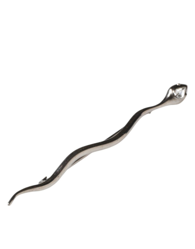 Dolce & Gabbana Silver Brass Crystal Spilla Serpente Mens Brooch Pin - Beyzy Store - Dolce & Gabbana