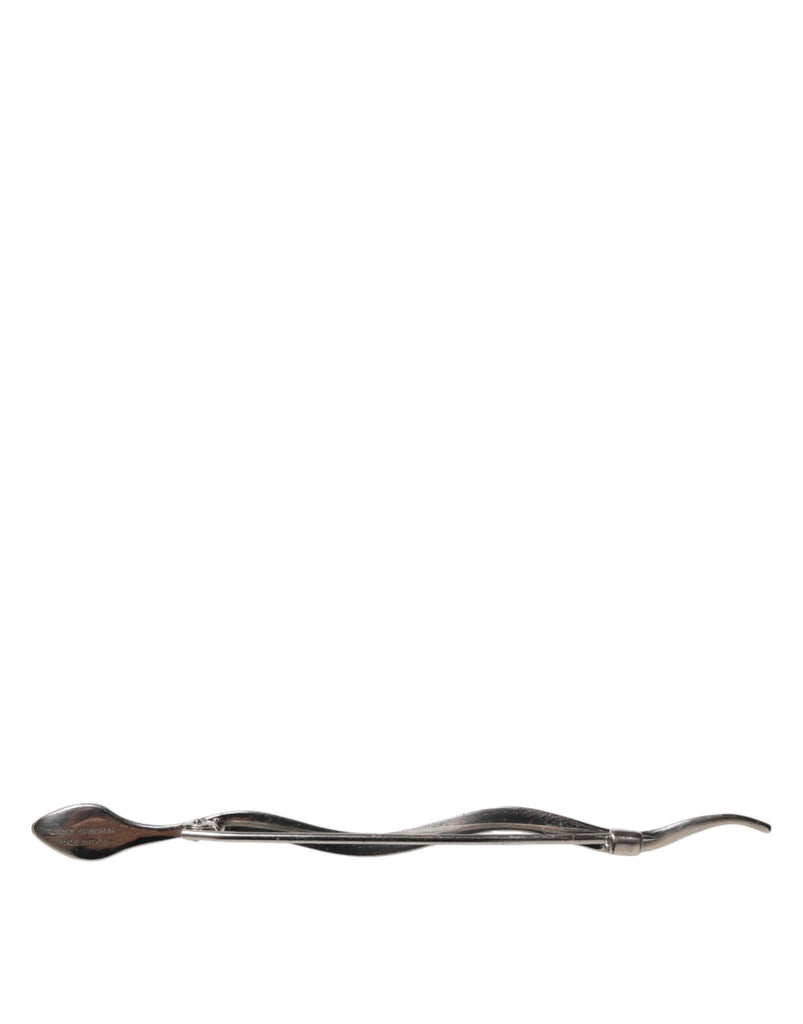 Dolce & Gabbana Silver Brass Crystal Spilla Serpente Mens Brooch Pin - Beyzy Store - Dolce & Gabbana