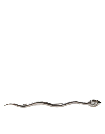 Dolce & Gabbana Silver Brass Crystal Spilla Serpente Mens Brooch Pin - Beyzy Store - Dolce & Gabbana