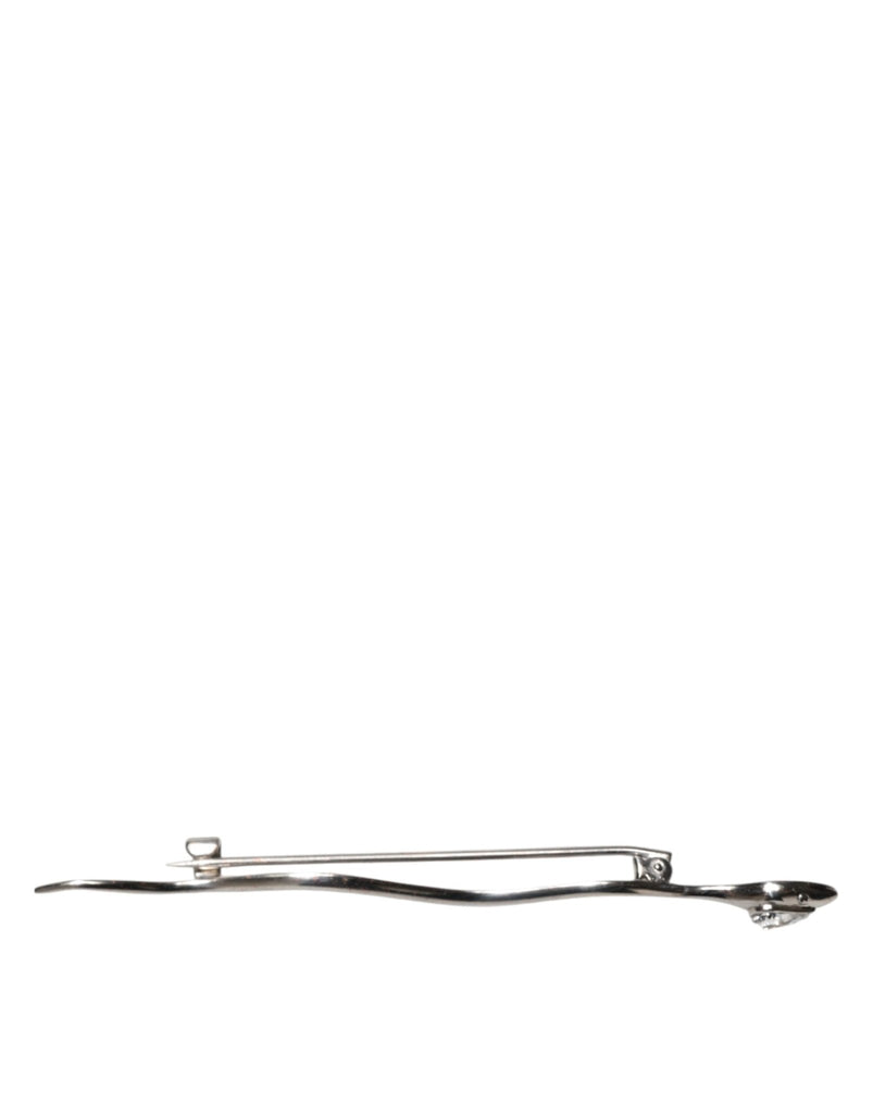 Dolce & Gabbana Silver Brass Crystal Spilla Serpente Mens Brooch Pin - Beyzy Store - Dolce & Gabbana