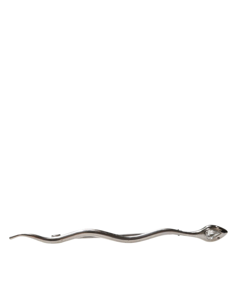 Dolce & Gabbana Silver Brass Crystal Spilla Serpente Mens Brooch Pin - Beyzy Store - Dolce & Gabbana