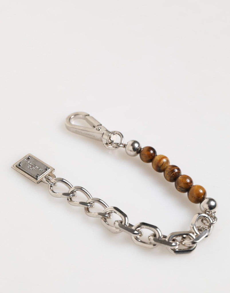 Dolce & Gabbana Silver Chain Brass Beaded Lobster Clasp Logo Men Bracelet - Beyzy Store - Dolce & Gabbana