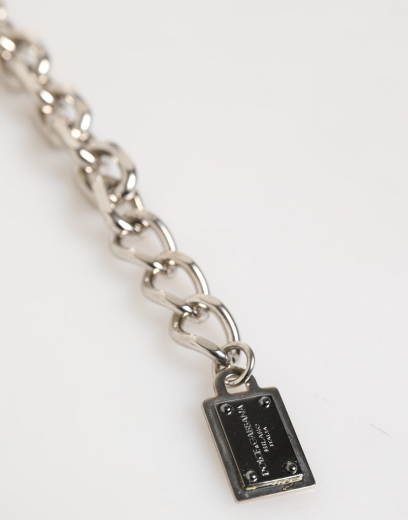Dolce & Gabbana Silver Chain Brass Beaded Lobster Clasp Logo Men Bracelet - Beyzy Store - Dolce & Gabbana