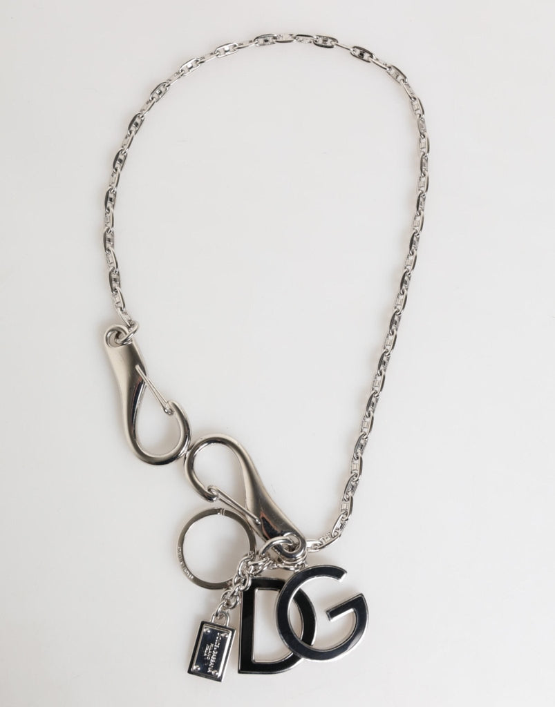 Dolce & Gabbana Silver DG Logo Key Holder Keychain Bag Charm Keyring - Beyzy Store - Dolce & Gabbana