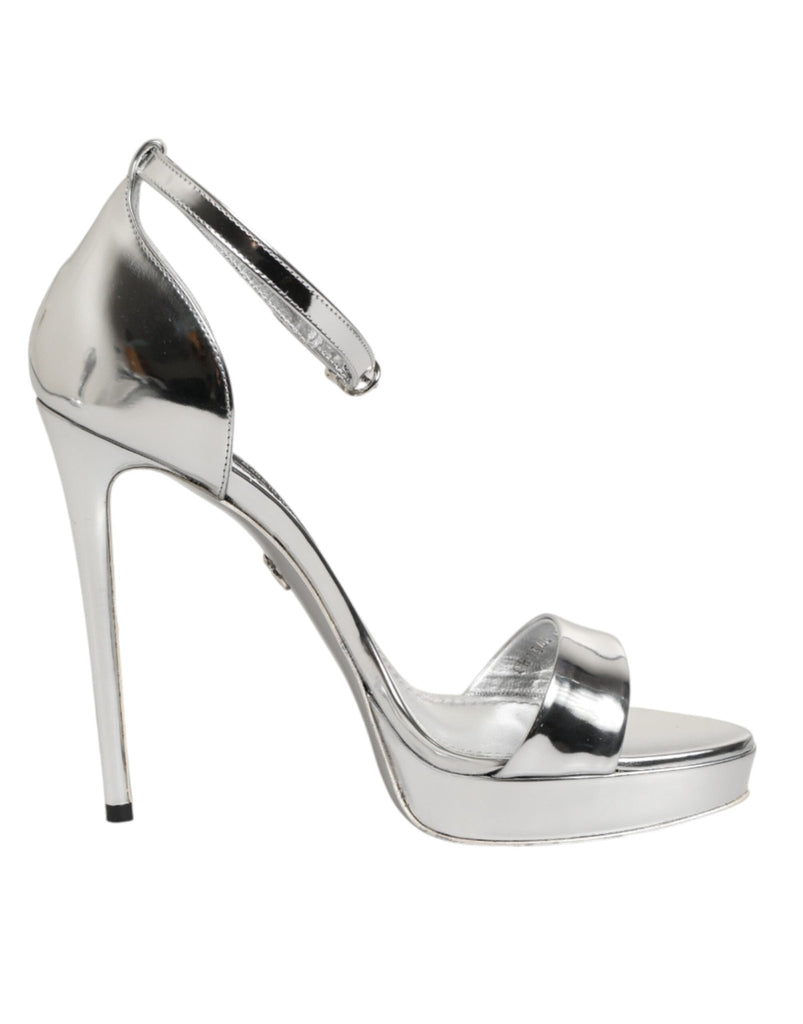 Dolce & Gabbana Silver Leather Platform Keira Sandals Shoes - Beyzy Store - Dolce & Gabbana