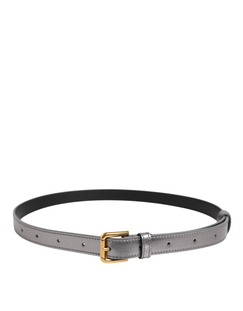 Dolce & Gabbana Silver Logo Engraved Metal Waist Buckle Belt - Beyzy Store - Dolce & Gabbana
