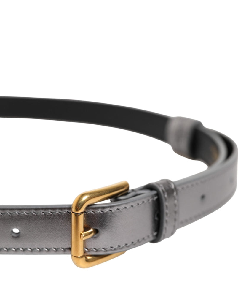 Dolce & Gabbana Silver Logo Engraved Metal Waist Buckle Belt - Beyzy Store - Dolce & Gabbana