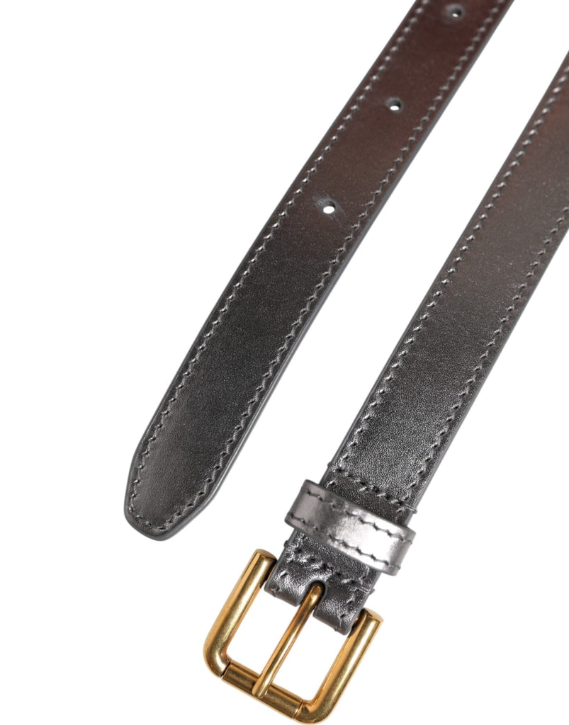 Dolce & Gabbana Silver Logo Engraved Metal Waist Buckle Belt - Beyzy Store - Dolce & Gabbana