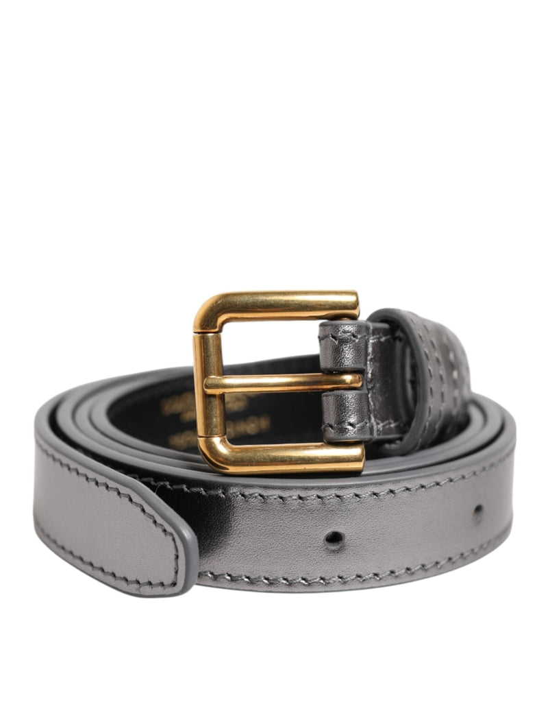 Dolce & Gabbana Silver Logo Engraved Metal Waist Buckle Belt - Beyzy Store - Dolce & Gabbana