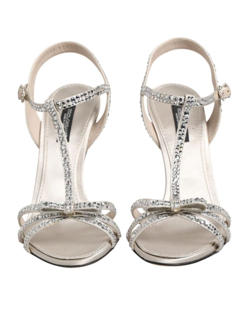 Dolce & Gabbana Silver Strass Ankle Strap Heels Sandals Shoes - Beyzy Store - Dolce & Gabbana