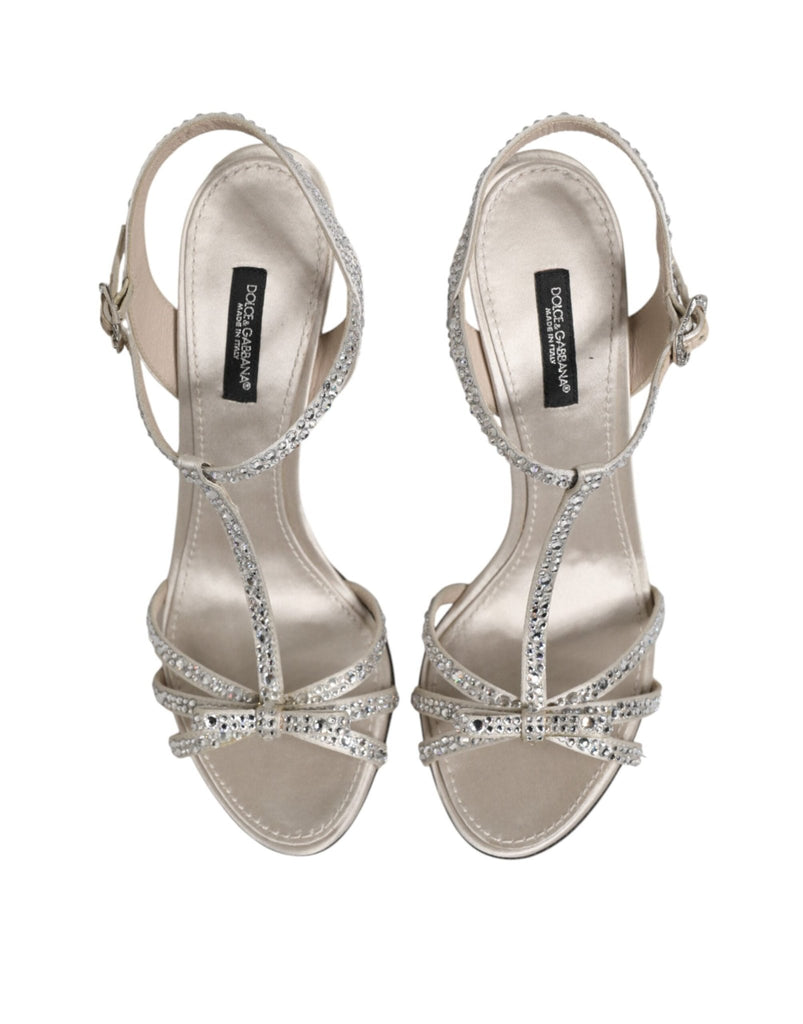 Dolce & Gabbana Silver Strass Ankle Strap Heels Sandals Shoes - Beyzy Store - Dolce & Gabbana
