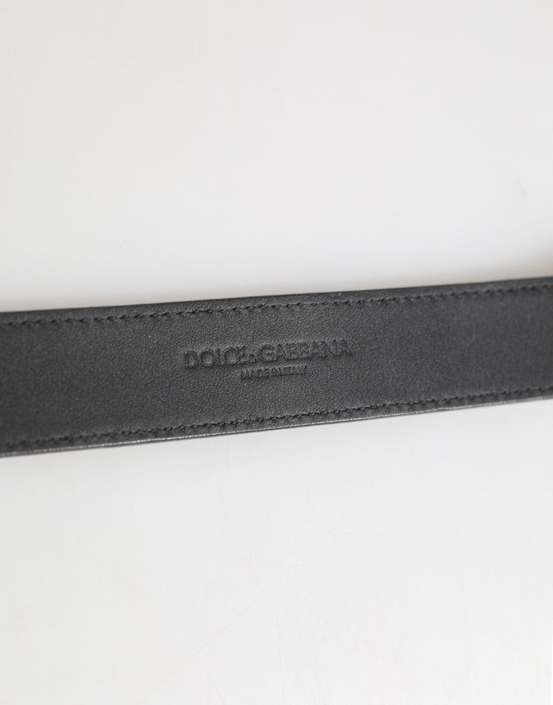 Dolce & Gabbana Silver Textured Leather Gold Tone Metal Neckband - Beyzy Store - Dolce & Gabbana