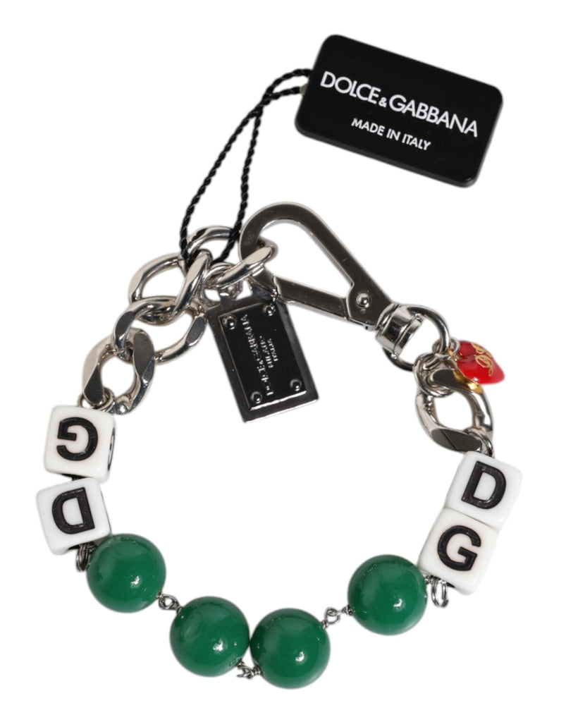Dolce & Gabbana Silver Tone Brass Bead Dice Logo Embellish Charm Bracelet - Beyzy Store - Dolce & Gabbana