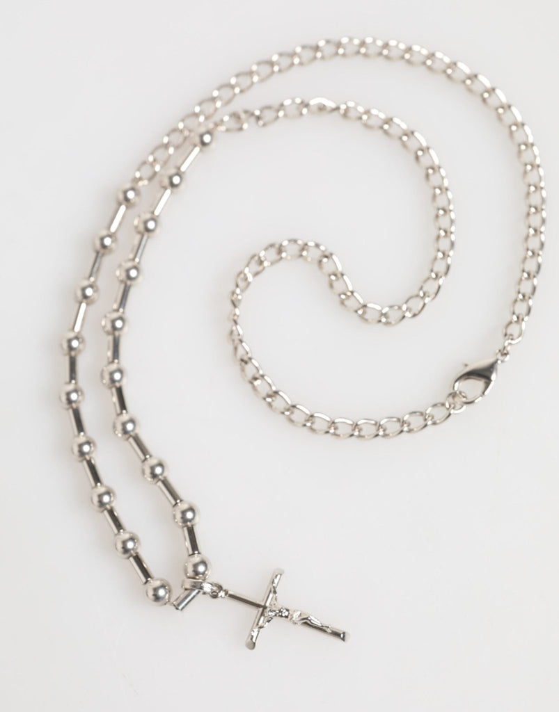 Dolce & Gabbana Silver Tone Brass Chain Religious Cross Pendant Necklace - Beyzy Store - Dolce & Gabbana