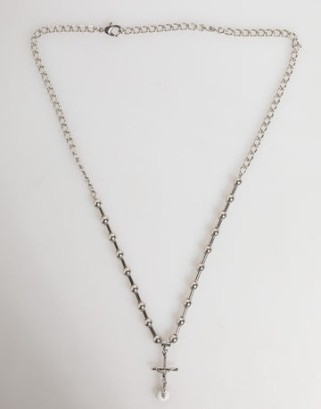 Dolce & Gabbana Silver Tone Brass Chain Religious Cross Pendant Necklace - Beyzy Store - Dolce & Gabbana