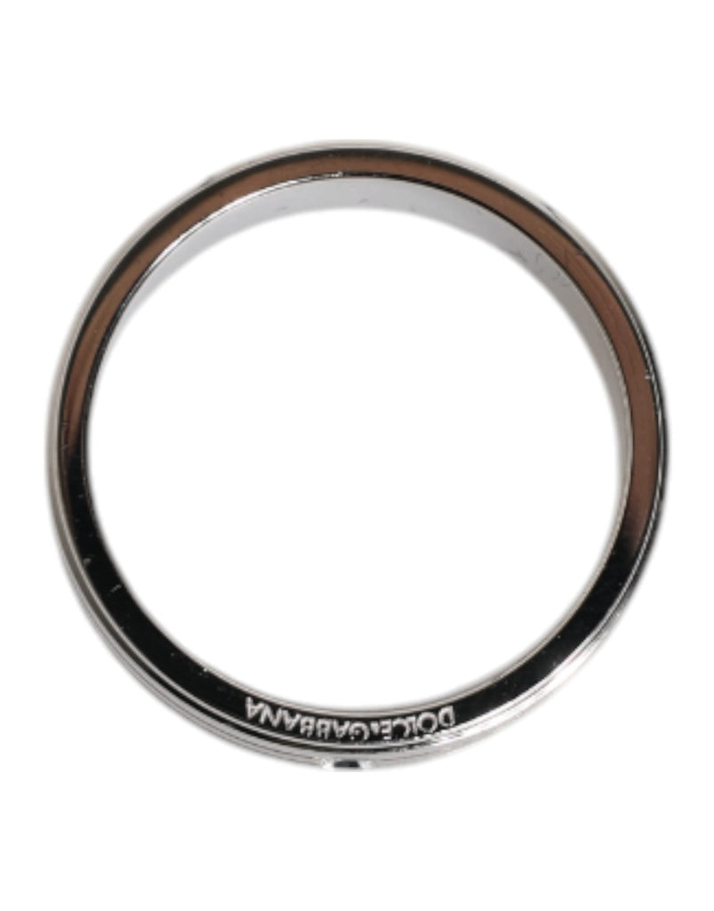 Dolce & Gabbana Silver Tone Brass Clear Crystal DG Logo Ring - Beyzy Store - Dolce & Gabbana