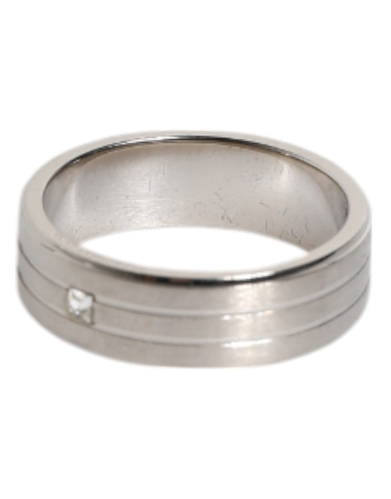 Dolce & Gabbana Silver Tone Brass Clear Crystal DG Logo Ring - Beyzy Store - Dolce & Gabbana