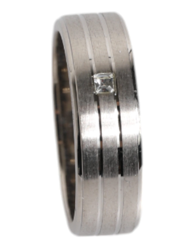 Dolce & Gabbana Silver Tone Brass Clear Crystal DG Logo Ring - Beyzy Store - Dolce & Gabbana