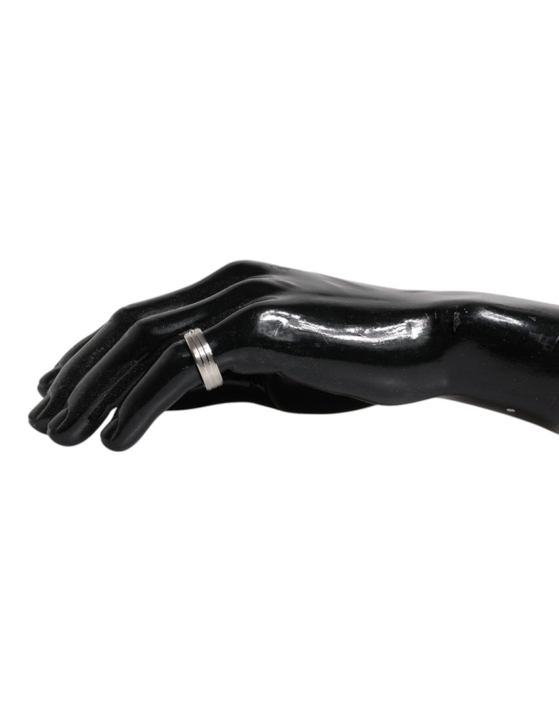 Dolce & Gabbana Silver Tone Brass Clear Crystal DG Logo Ring - Beyzy Store - Dolce & Gabbana