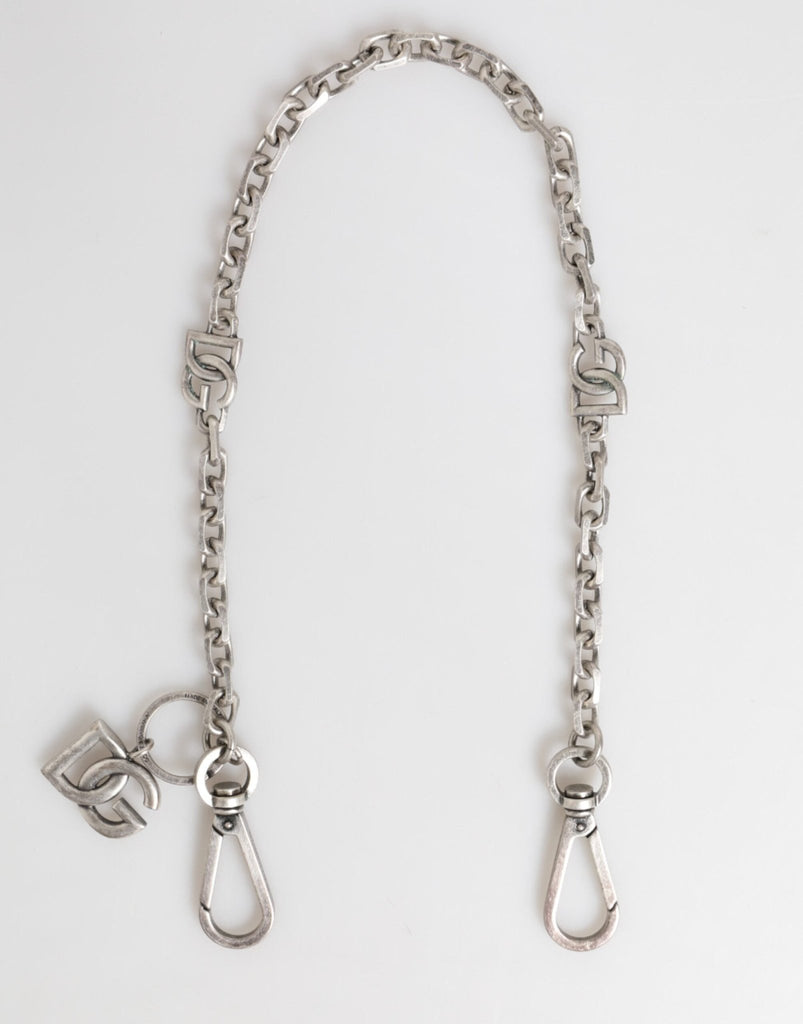Dolce & Gabbana Silver Tone Brass DG Logo Detailing Chain Men Necklace - Beyzy Store - Dolce & Gabbana
