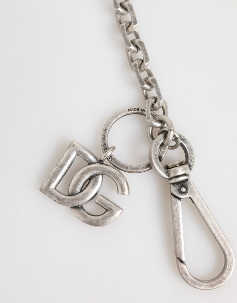 Dolce & Gabbana Silver Tone Brass DG Logo Detailing Chain Men Necklace - Beyzy Store - Dolce & Gabbana