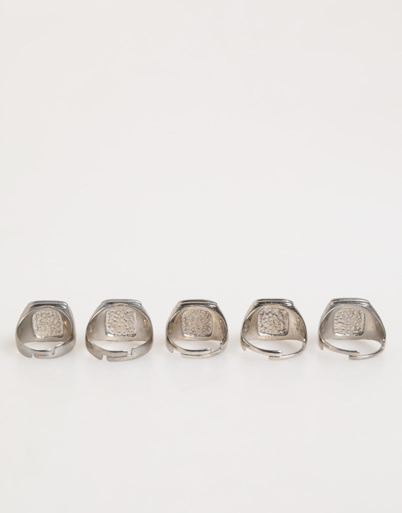 Dolce & Gabbana Silver Tone Brass Lettering Set 5 Pieces Adjustable Ring - Beyzy Store - Dolce & Gabbana