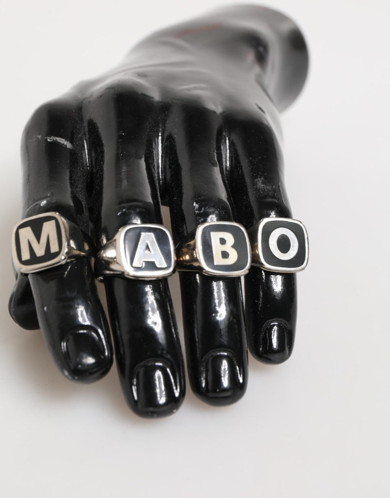 Dolce & Gabbana Silver Tone Brass Lettering Set 5 Pieces Adjustable Ring - Beyzy Store - Dolce & Gabbana