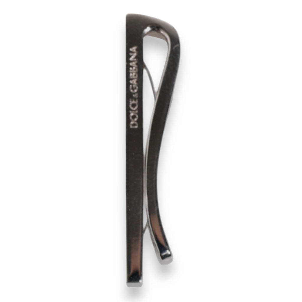 Dolce & Gabbana Silver Tone Brass Logo Branded Tie Clip Bar - Beyzy Store - Dolce & Gabbana