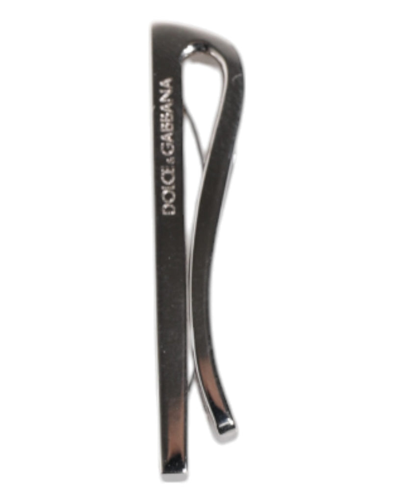 Dolce & Gabbana Silver Tone Brass Logo Branded Tie Clip Bar - Beyzy Store - Dolce & Gabbana