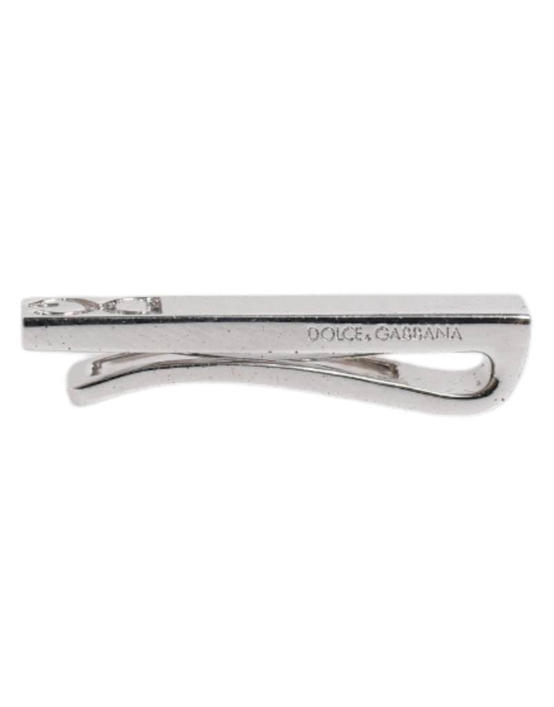 Dolce & Gabbana Silver Tone Brass Logo Branded Tie Clip Bar - Beyzy Store - Dolce & Gabbana