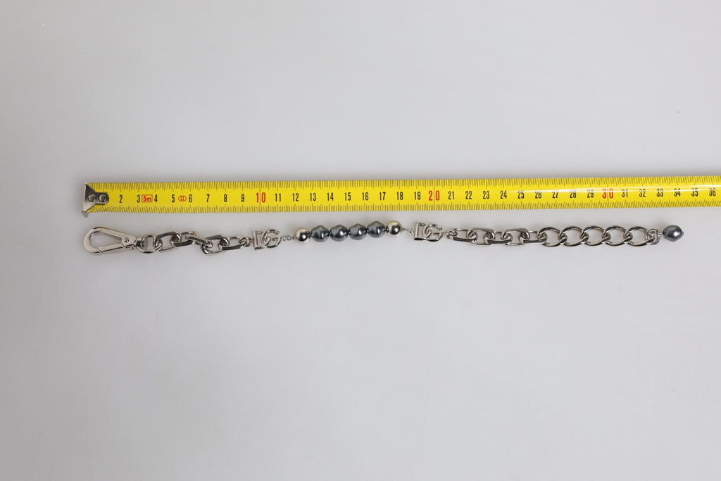 Dolce & Gabbana Silver Tone Chain Lobster Clasp Logo Gray Pearls Bracelet - Beyzy Store - Dolce & Gabbana