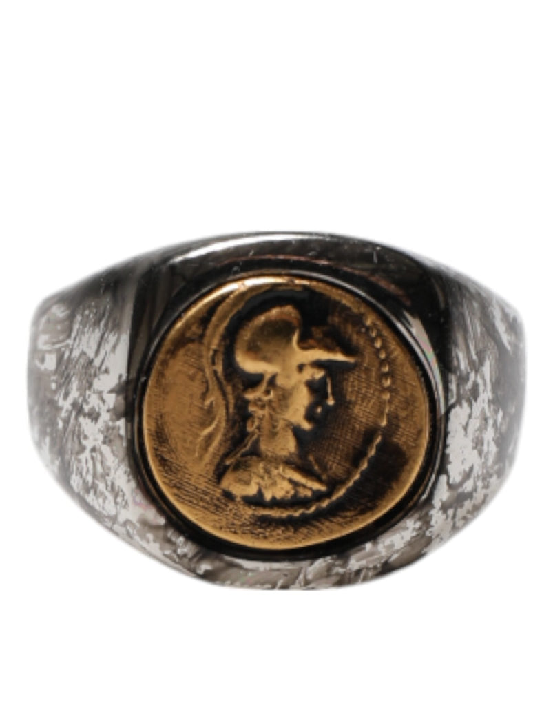 Dolce & Gabbana Silver Tone Engraved Two Color Real Brass Ring - Beyzy Store - Dolce & Gabbana