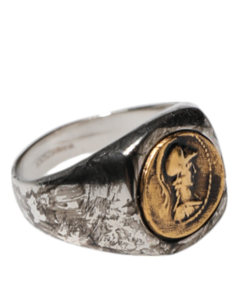 Dolce & Gabbana Silver Tone Engraved Two Color Real Brass Ring - Beyzy Store - Dolce & Gabbana