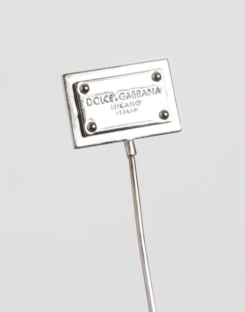 Dolce & Gabbana Silver Tone Logo Plaque Lapel Men Accessory Brooch Pin - Beyzy Store - Dolce & Gabbana