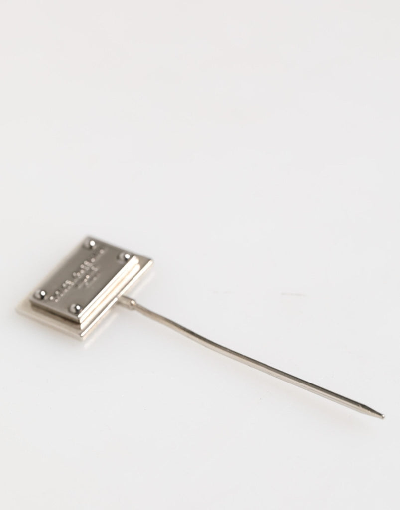 Dolce & Gabbana Silver Tone Logo Plaque Lapel Men Accessory Brooch Pin - Beyzy Store - Dolce & Gabbana